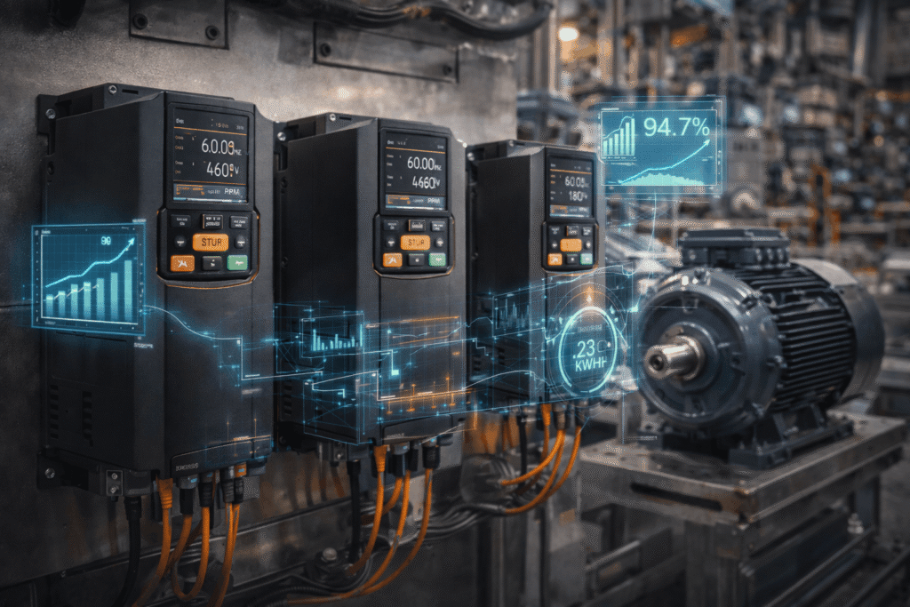 Industrial AC drives and motor setup